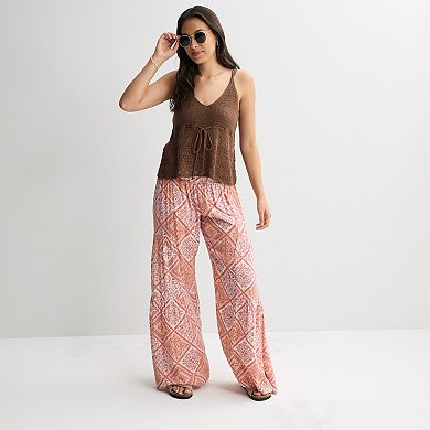 Juniors' Pink Republic Tiered Wide Leg Pants