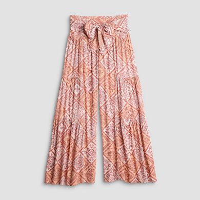 Juniors' Pink Republic Tiered Wide Leg Pants