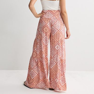 Juniors' Pink Republic Tiered Wide Leg Pants