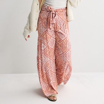 Juniors' Pink Republic Tiered Wide Leg Pants