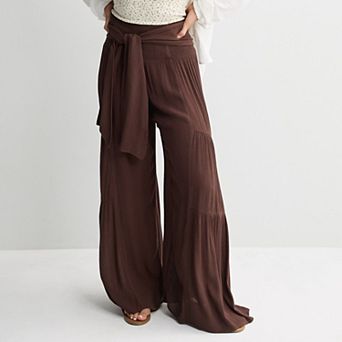 Juniors' Pink Republic Tiered Wide Leg Pants