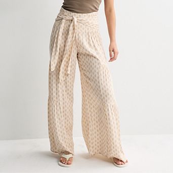 Juniors' Pink Republic Tiered Wide Leg Pants