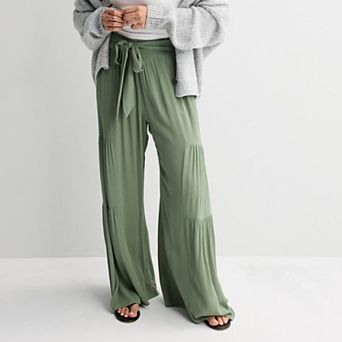 Juniors' Pink Republic Tiered Wide Leg Pants