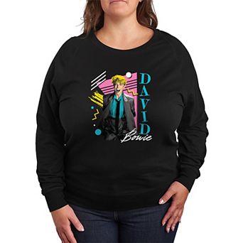 Plus Size David Bowie Retro Patterns French Terry Long Sleeve Tee