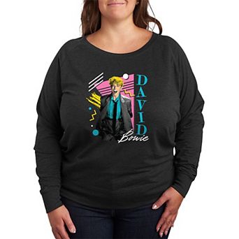 Plus Size David Bowie Retro Patterns French Terry Long Sleeve Tee