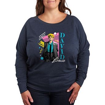 Plus Size David Bowie Retro Patterns French Terry Long Sleeve Tee