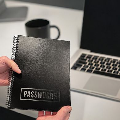 RE-FOCUS THE CREATIVE OFFICE, Executive Black Password Keeper Book, Faux-Leather Cover, 144 Pages