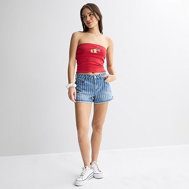 Juniors' Project Indigo Striped Denim Shorts