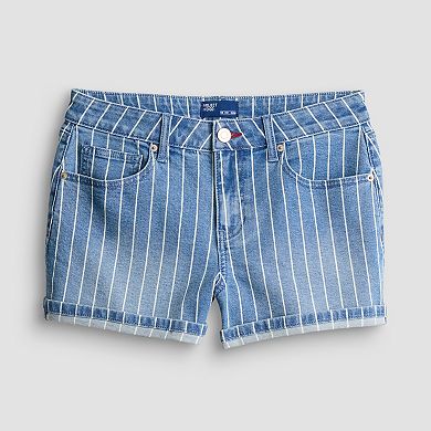 Juniors' Project Indigo Striped Denim Shorts