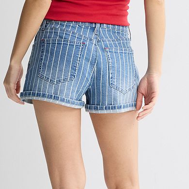 Juniors' Project Indigo Striped Denim Shorts