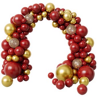Burgundy Gold Confetti Balloon Kit Arch 123 pc Garland for Wedding, Retirement or Anniversary