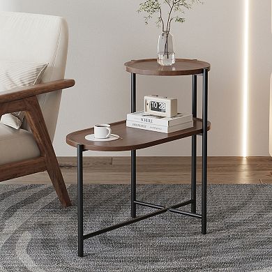2 Tier Small Coffee Tables Side Table with Wood Storage