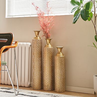 Metal Decorative Vases High Distress With Growing Vine Patterns