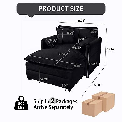 Oversized Recliner Chair with Movable Ottoman