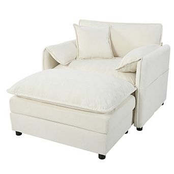 Oversized Recliner Chair with Movable Ottoman