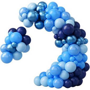 Blue Chrome, Pearl & Royal Latex Balloon Garland Kit 92 pc Ocean Theme Wedding & Birthday Decor