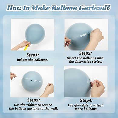 Dusty Blue Balloon Arch Kit, Boho Gold & Confetti Décor 147pcs for Party & Shower