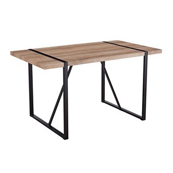 Rustic Industrial Rectangular Wood Dining Table For 4-6 Person