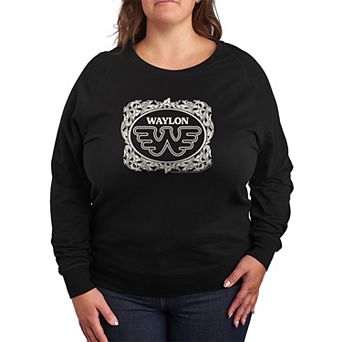 Plus Size Waylon Jennings Flying W Logo Floral French Terry Long Sleeve Tee