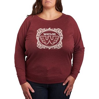 Plus Size Waylon Jennings Flying W Logo Floral French Terry Long Sleeve Tee