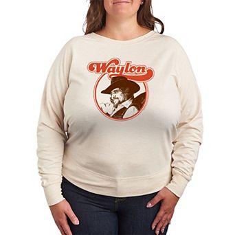 Plus Size Waylon Jennings Portrait French Terry Long Sleeve Tee