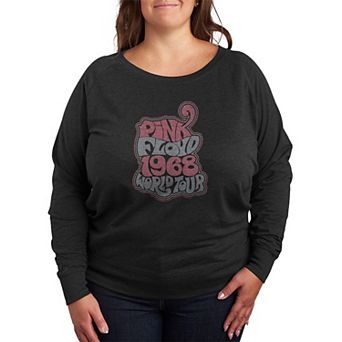 Plus Size Pink Floyd Groovy Retro French Terry Long Sleeve Tee