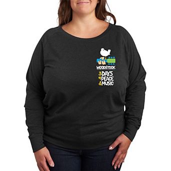 Plus Size Woodstock Poster French Terry Long Sleeve Tee