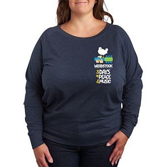 Plus Size Woodstock Poster French Terry Long Sleeve Tee