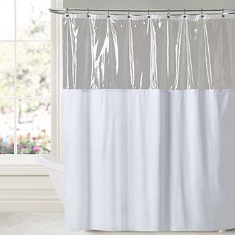 Sweet Home Heavy Duty Vinyl Shower Curtain See Through Top 10-Gauge