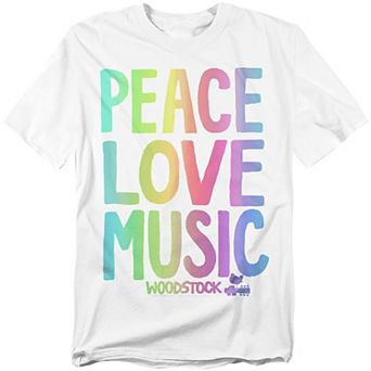 Big & Tall Woodstock Peace Love Music Graphic Tee