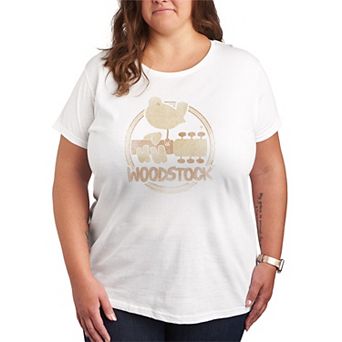 Plus Size Woodstock Logo Distressed Graphic Tee