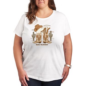 Plus Size MTV Cowboy Logo Graphic Tee