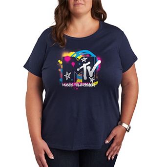 Plus Size MTV Spray Paint Logo Graphic Tee