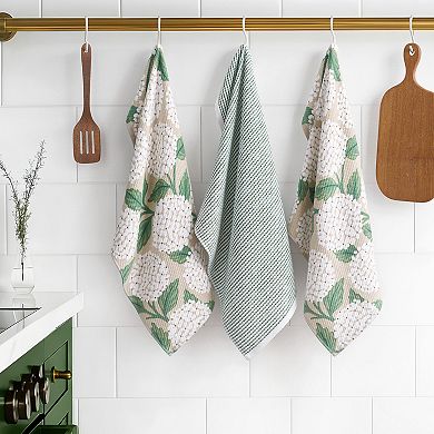 Caro Home Hydrangea Field 3-Piece Kitchen Towel Set