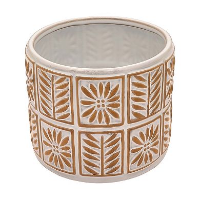 Everyday Decor Floral Wax Resist Ceramic Planter