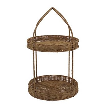 Everyday Decor Natural Rattan Two Tier Tray Table Decor