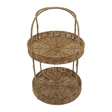 Everyday Decor Natural Rattan Two Tier Tray Table Decor