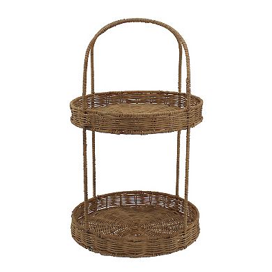 Everyday Decor Natural Rattan Two Tier Tray Table Decor