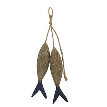 Everyday Decor Wood Carved Decorative Fish Table Decor