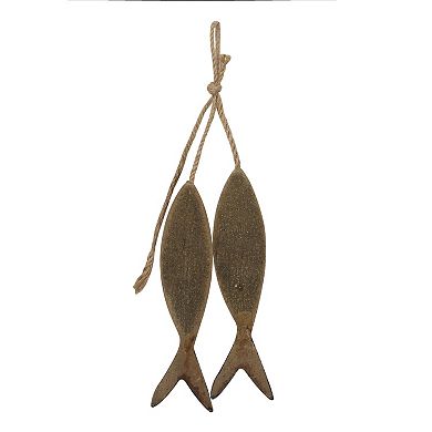 Everyday Decor Wood Carved Decorative Fish Table Decor