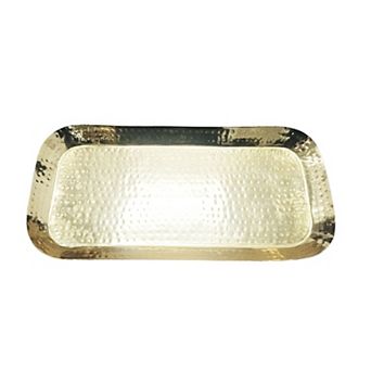 Everyday Decor Hammered Brass Oblong Tray Table Decor