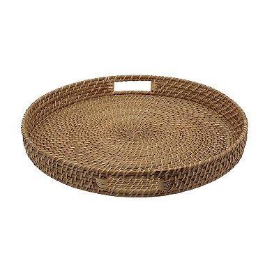 Everyday Decor Natural Rattan Round Tray Table Decor