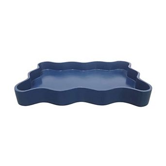 Everyday Decor Wavy Wood Tray Table Decor