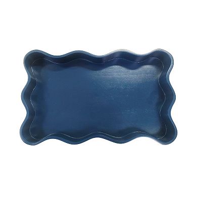 Everyday Decor Wavy Wood Tray Table Decor
