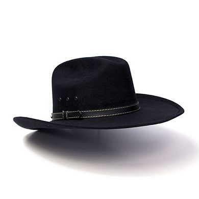 Black Felt Western Cattleman Hat with Black and Brown Band