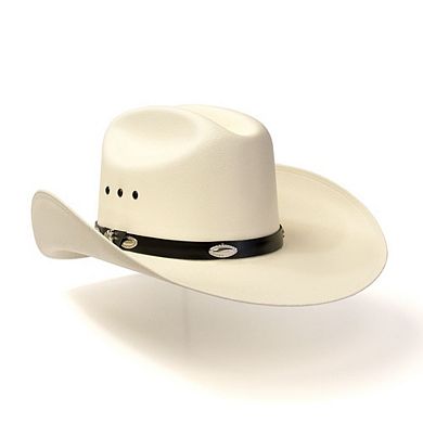 Natural Straw Western Cattleman Hat with Silver Concho Hat Band