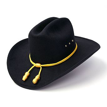 Black Felt Western Cattleman Hat with Cavalry Hat Band