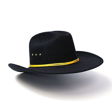 Black Felt Western Cattleman Hat with Cavalry Hat Band