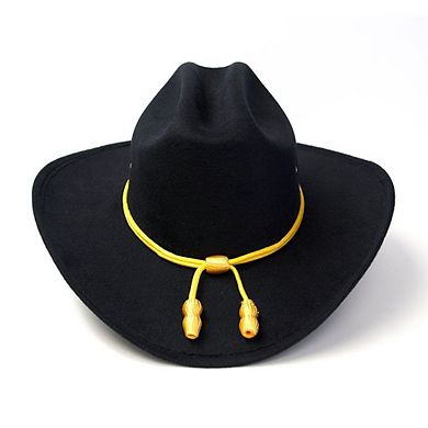 Black Felt Western Cattleman Hat with Cavalry Hat Band