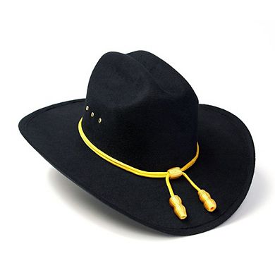 Black Felt Western Cattleman Hat with Cavalry Hat Band